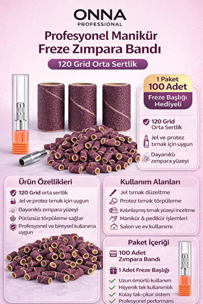 ONNA PROFESSIONAL Freze Yedek Zımpara Ucu 100 Adet + Freze Başlığı Hediyeli |...