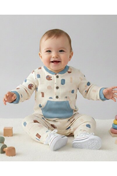 voyyo kids baby Baby Boy Pocket Detailed Seasonal 6-9-12-18 Months Ribbed Fle...