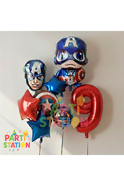 Parti Station Avengers Captain America 9 Year Old Birthday Balloon Set |   8 ...