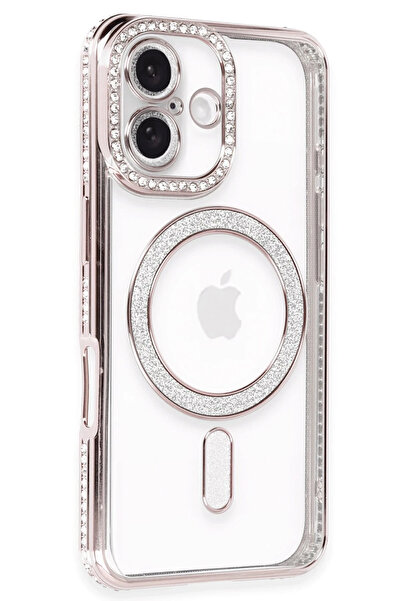 Najmaddin حافظة نيو فيس لآيفون 16 بلس، حافظة مغناطيسية لامعة - وردي