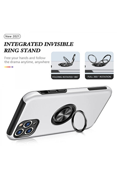 Epilons غطاء حماية لهاتف آيفون 11 مع حلقة إيليت - فضي