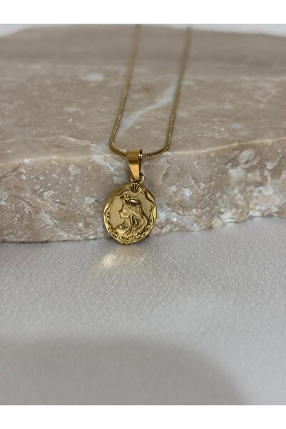 stainless steell Denizkızı Figürlü Madolyon Çelik Kolye