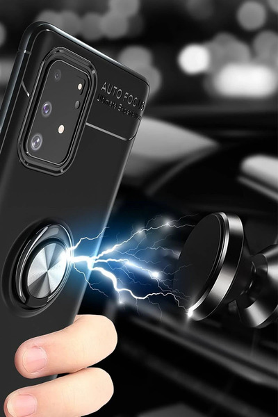 Najmaddin نيو فيس حافظة سامسونج جالاكسي A91 / S10 لايت مع حلقة سيليكون - أسود...