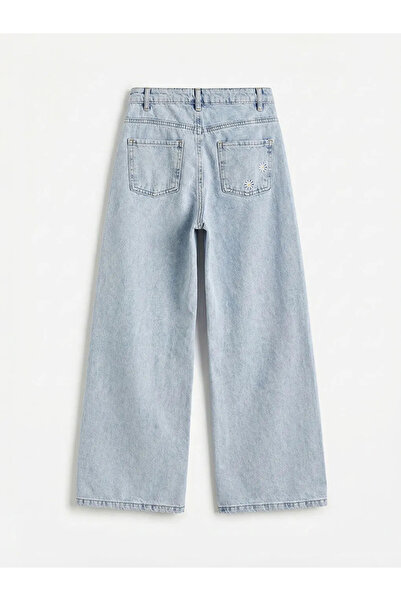 LC Waikiki Pantaloni din denim pentru fete LCW Kids, albaștri, cu picior larg...