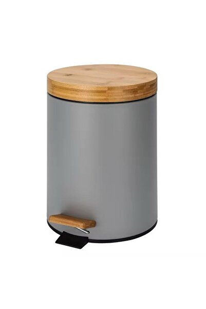 AyrStore Bambu Kapaklı Metal Çöp Kovası – Hidrolik Sistemli Yavaş Kapanma Öze...