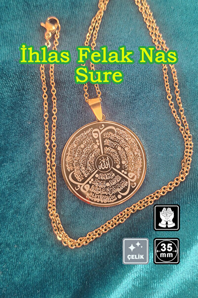 Miss TBee 🙏 İhlas Felak Nas Sure Steel Necklace 🎨   Gold Color