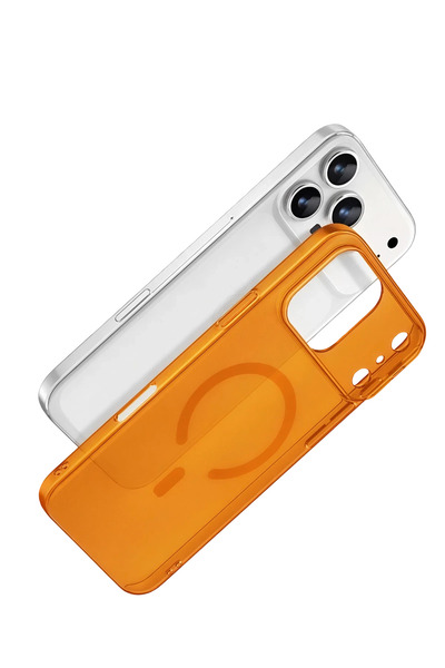 Epilons غطاء ماج سيف شفاف صلب لهاتف آيفون 17 - برتقالي
