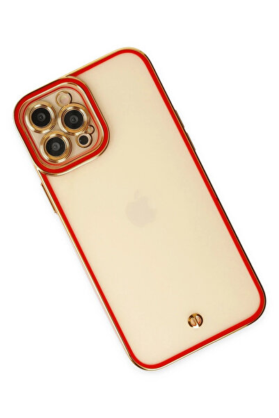 Najmaddin حافظة نيو فيس لهاتف آيفون 12 برو ماكس من السيليكون بعدسة ليفا - أحمر