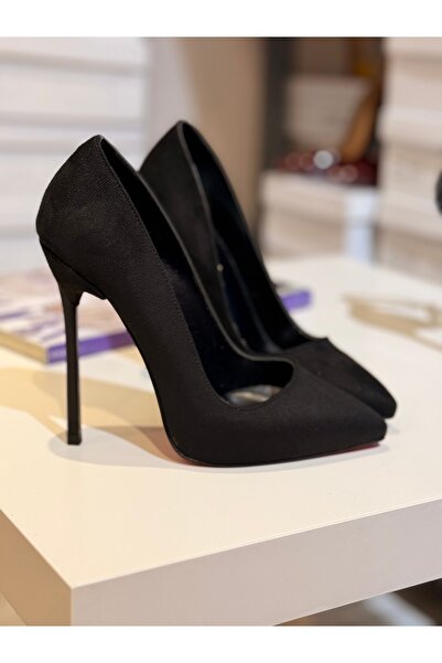 New Stiletto Store Stiletto siyah süet 13 cm topuk 1 cm gizli platform