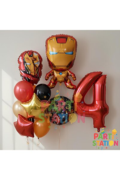Parti Station Avengers Iron Man 4 Yaş Doğum Günü Balon Seti | 10 Parça Demir ...