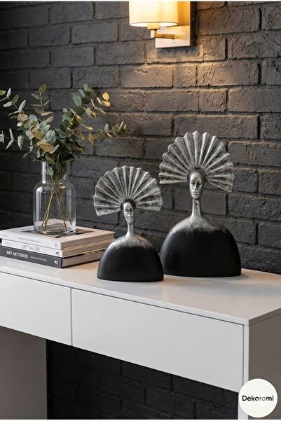 Dekoromi 2'li Biblo Kızılderili Yelpaze Başlıklı Kadın Trend Hediyelik Biblo ...