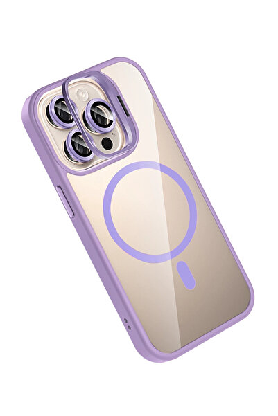 Epilons غطاء آيفون 14 مع عدسة ريميم وحامل ماج سيف - أرجواني