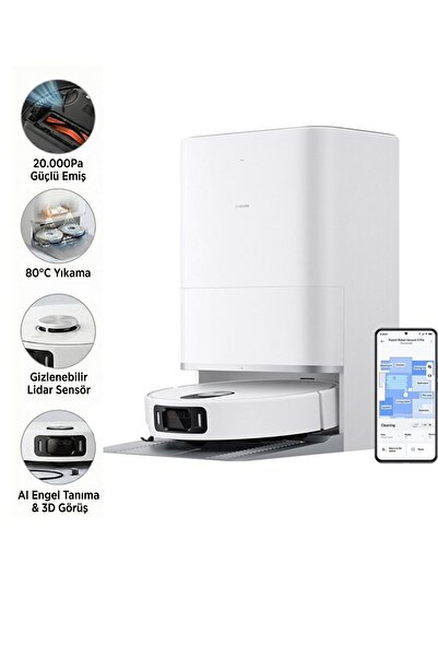 Xiaomi 80 Derece Kaynar Suyla Hijyenik Temizlik Yapan Akıllı Robot Süpürge As...