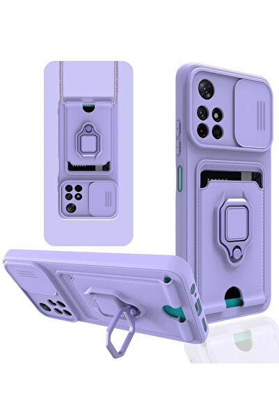 Epilons حافظة ريدمي نوت 11 تي زوما من السيليكون مع حامل لبطاقة العمل - أرجواني