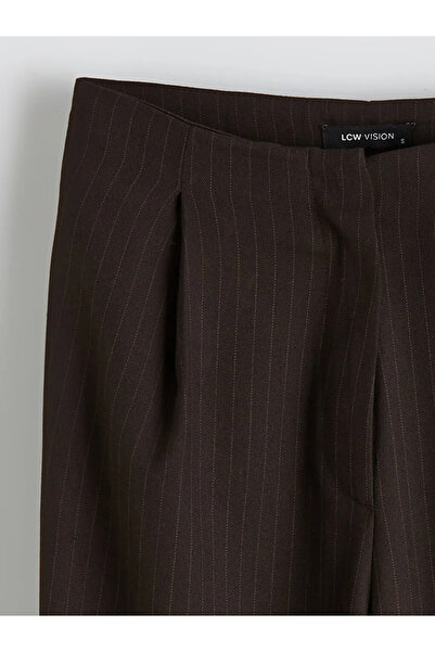 LC Waikiki LCW Vision Kahverengi Loose Fit Çizgili Kadın Pileli Jogger Pantolon