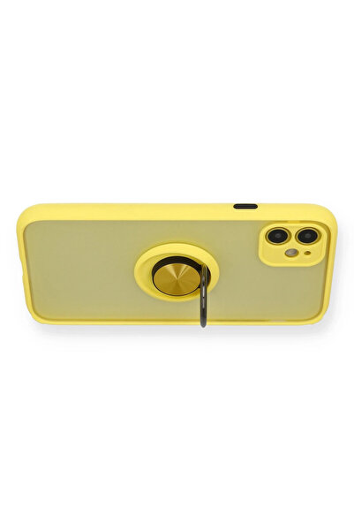 Najmaddin غطاء سيليكون مونتريال مع حلقة لهاتف آيفون 11 من نيو فيس - أصفر