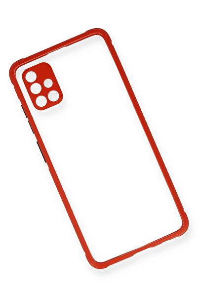 Epilons جراب هاتف جالاكسي A71 من السيليكون الشفاف - أحمر