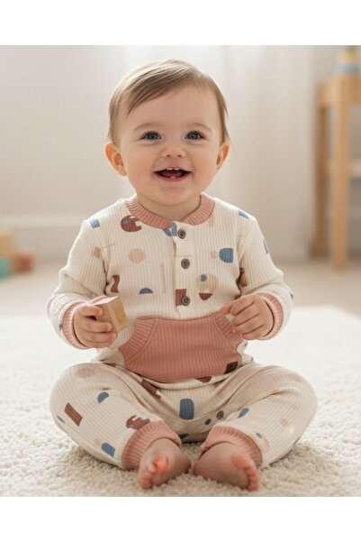 Ege Bebek Baby Boy's Pocket Detailed Seasonal 6-9-12-18 Months Ribbed Flexibl...