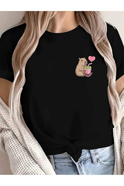 H&GHAMLEGİYİM Kapibara Printed Short Sleeve T-Shirt
