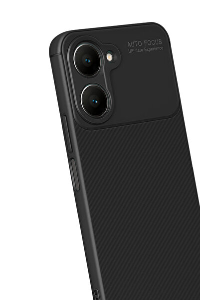 Najmaddin حافظة نيو فيس لهاتف فيفو Y18 غطاء كربون بتركيز تلقائي - أسود