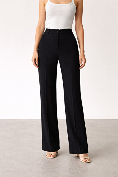 ModaTrendy Women's Black Fabric Office Trousers