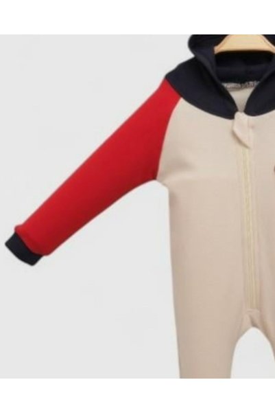 Egelite Baby Boy Hooded Bear Embroidered 6-9-12-18 Months Seasonal Baby Jumpsuit with Zipper