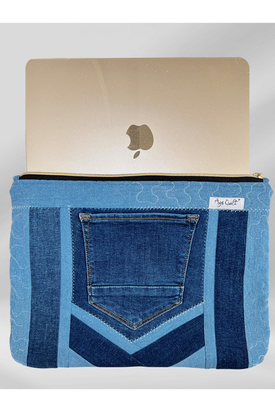 Ays Quilt 13 İnç Kot Laptop Kılıfı - Fermuarlı Koruma Çantası