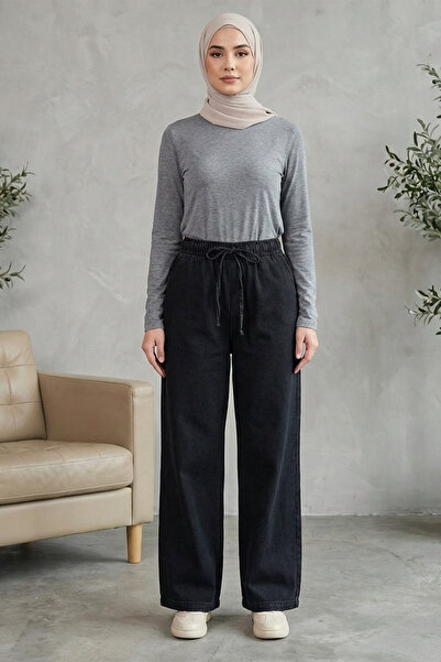 Kirazgym Women's Wide Leg Jeans – Elastic Waist, Hijab Friendly, Casual Wide ...