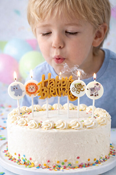 Partifabrik Safari Temalı Retro Mum 6 Parça