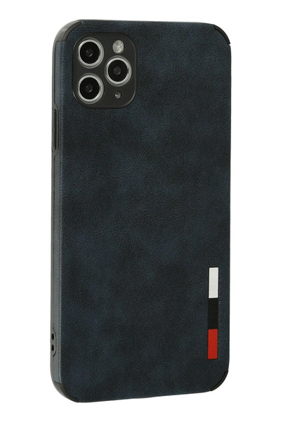 Najmaddin حافظة نيو فيس آيفون 11 برو ماكس من الجلد السيليكون - أزرق داكن