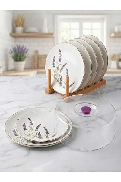 Yumuk Shop Lavender Serisi 8 Parça Fanuslu Kek Pasta Takımı