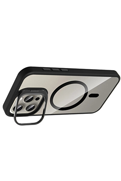 Epilons غطاء حامل ماجسيف مع عدسة لـ آيفون 14 بريميوم - أسود