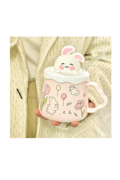 Mihristore كوب هدية لطيف بتصميم أرنب