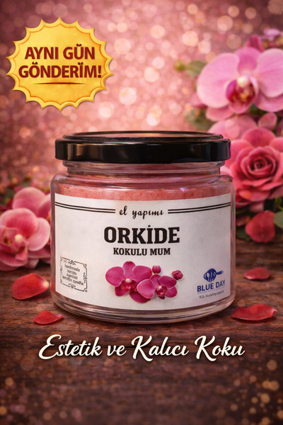 Diyet AVM BÜYÜK BOY ORKİDE KOKULU KAVANOZ MUM EL YAPIMI ZARİF ÇİÇEK AROMASI