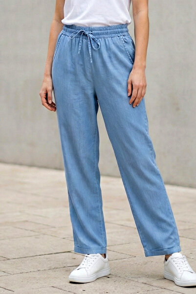 Kirazgym Kadodn Double Leg Detailed Washable Soft Tensel Jeans - Ice Blue