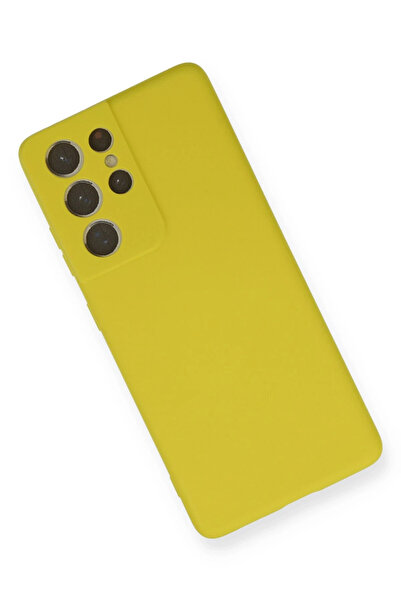 Epilons حافظة جالاكسي S21 من السيليكون المخملي الداخلي - أصفر