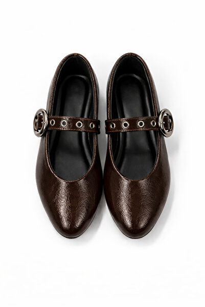 ZARICH Jade Wrinkled Patent Leather Hidden Elastic Buckle Pointed Toe Women's...