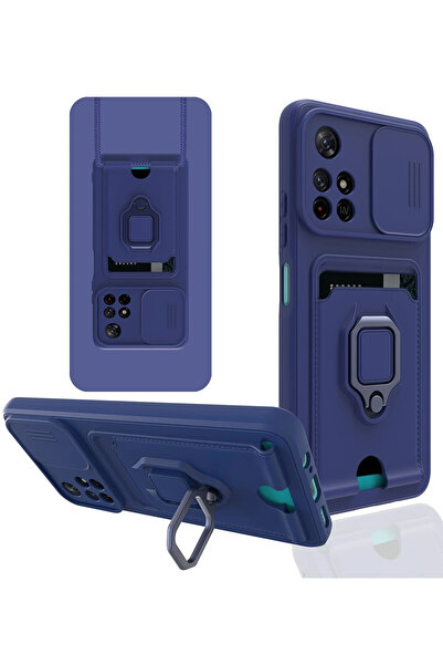 Epilons حافظة ريدمي نوت 11 تي زوما من السيليكون مع حامل لبطاقة العمل - أزرق داكن