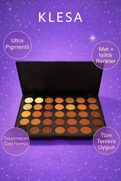 KLESA 40 Renk Far Paleti Mat ve Işıltılı Tonlar Günlük ve Profesyonel Makyaj