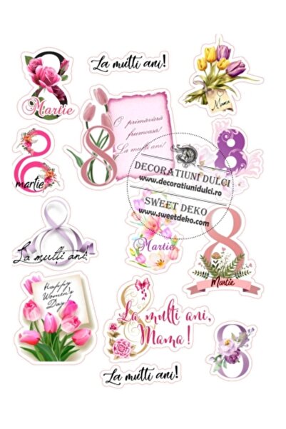 Decoratiuni Dulci Imagine comestibila 8Martie si mesaje cu flori - Decupat