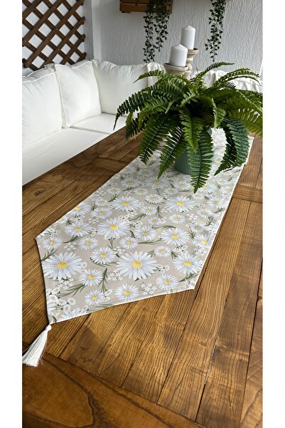 Decamor home سجادة زاوية بتفاصيل شراشيب ونقشة ديزي باللون البيج