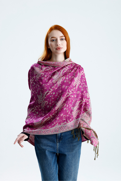 CHALE Royale Passage Series Shoulder Shawl / Woven Cashmere Shawl Double-Side...