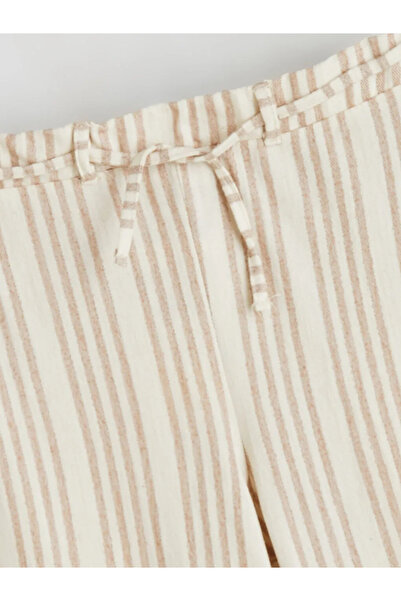 LC Waikiki LCW ECO Καφέ Παντελόνι για Κορίτσια με Ελαστική Μέση Ριγέ