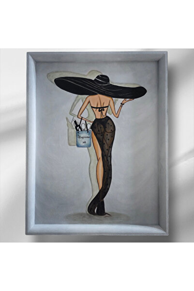 Lotus El Çizimi El Boyaması Ahşap Duvar Panosu Modern Figüratif Kadın Tablosu...