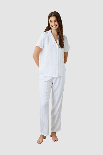 Penti Aria Satin Shirt Collar Short Sleeve Pajama Set
