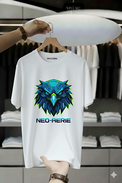 İnazuma Outdoors Unisex Oversize Printed Cotton Crew Neck Short Sleeve White ...