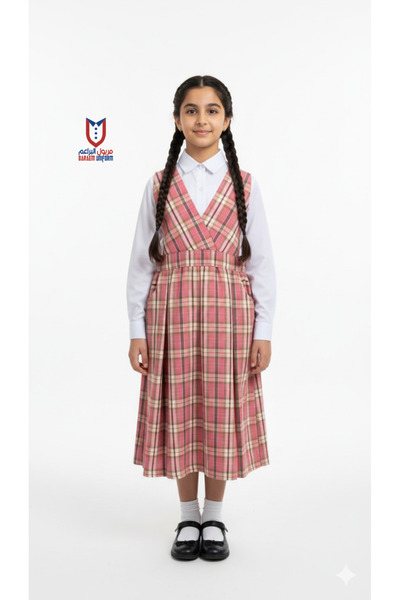 Back To School مريول براعم زي كوروهات وردي للفتيات، متين ومريح - مريول وردي ك...