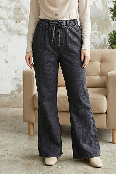 Kirazgym Women's Spanish Flare Jeans with Elastic Waist and Lace-Up Detail, W...