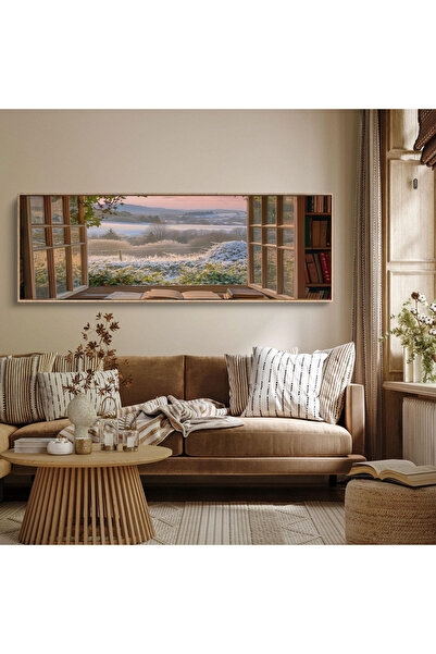 Tuba Decor Tek Parça Gerçek Ahşap Yatay Panorama Çerçeveli Tablo