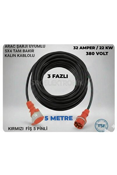 Mutlusan ARAÇ ŞARJI UYUMLU TRİFAZE 380 VOLT (1-10 METRE) 5x4 HES YÜZDE YÜZ TA...